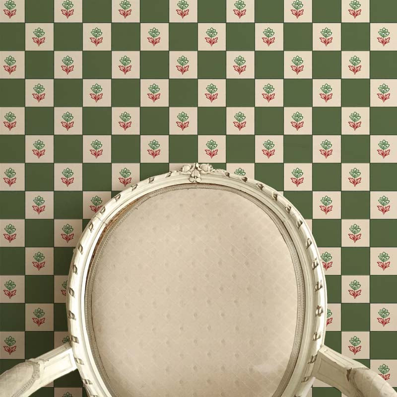 Indian Checks Wallpaper - Green