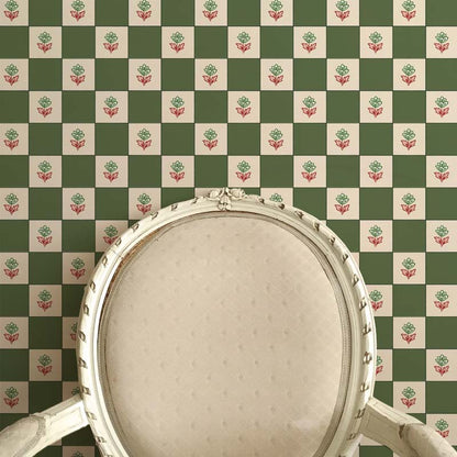 Indian Checks Wallpaper - Green