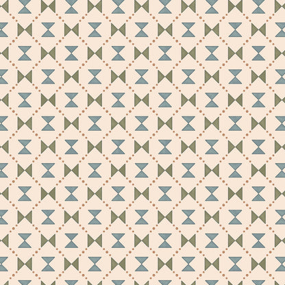Bow Tie Quilt Wallpaper - Blue and Green