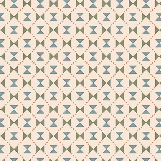 Bow Tie Quilt Wallpaper - Blue and Green
