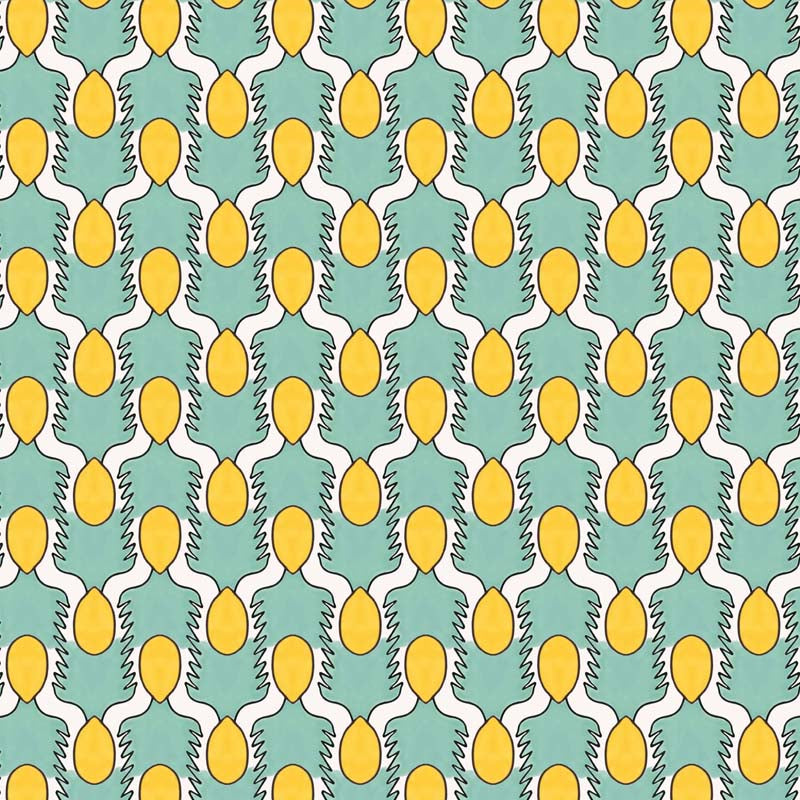 Happy People Wallpaper - Mint and Yellow