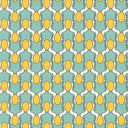 Happy People Wallpaper - Mint and Yellow