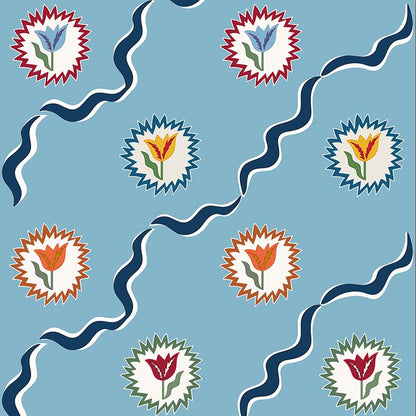 Tulips of Belgravia Wallpaper - Blue