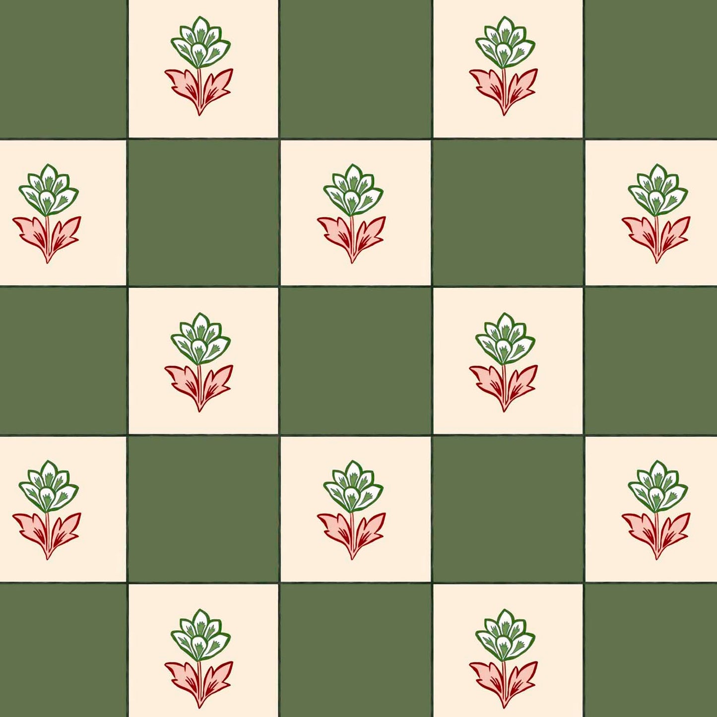 Indian Checks Wallpaper - Green