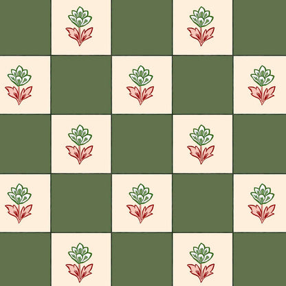 Indian Checks Wallpaper - Green