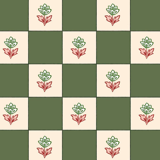Indian Checks Wallpaper - Green