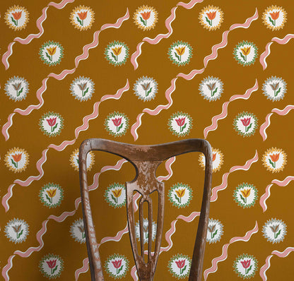 Tulips of Belgravia Wallpaper - Camel