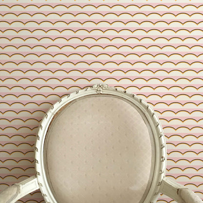 Scallops Wallpaper - Pink and Yellow