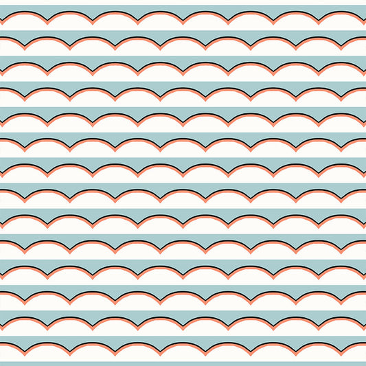 Scallops Wallpaper - Light Blue