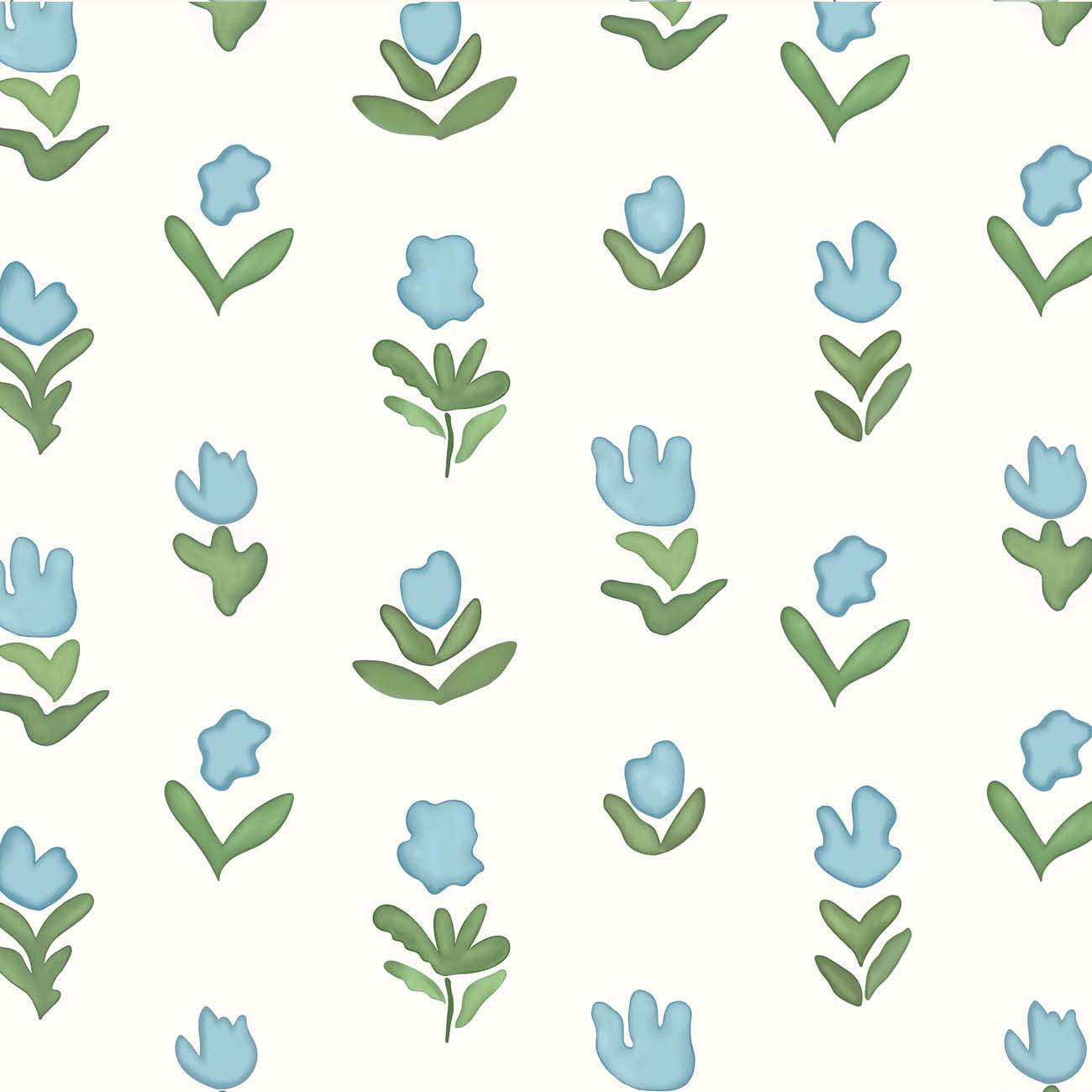 Little Wild Tulips Wallpaper-Light Blue