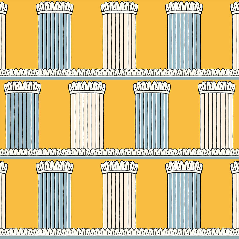 Pillars Wallpaper - Yellow and Blue