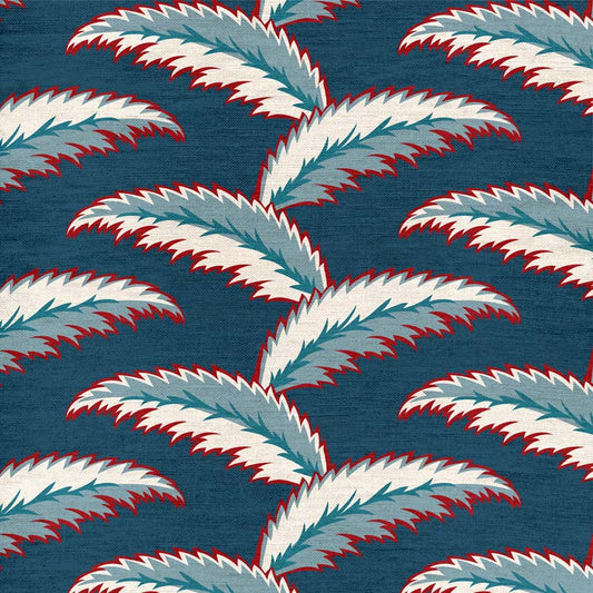Persian Palm Fabric - Blue and Red