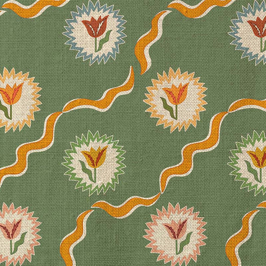 Tulips of Belgravia Fabric - Green