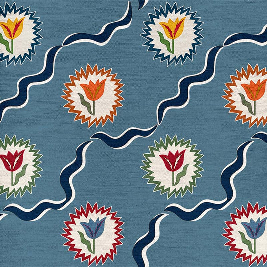 Tulips of Belgravia Fabric - Blue