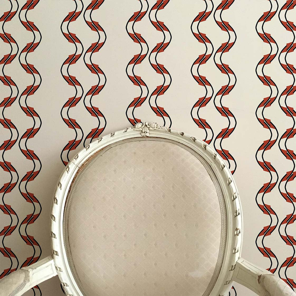 Double Swirl Wallpaper - Rusty Orange