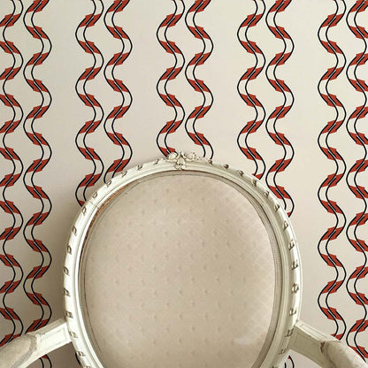 Double Swirl Wallpaper - Rusty Orange
