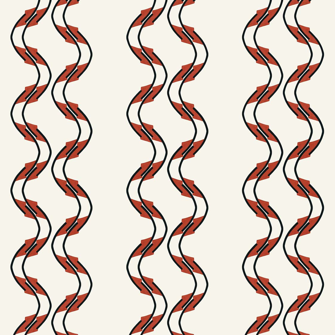Double Swirl Wallpaper - Rusty Orange