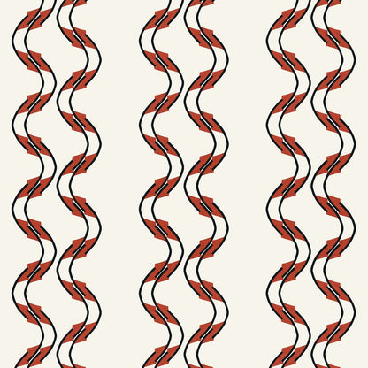 Double Swirl Wallpaper - Rusty Orange