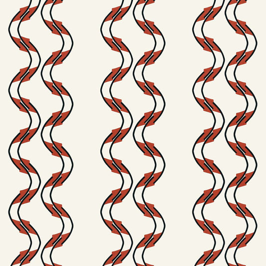 Double Swirl Wallpaper - Rusty Orange