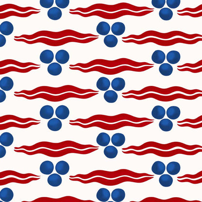 Chintamani Wallpaper - White / Red / Blue