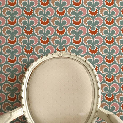 Chintamani Fun Wallpaper - Celadon and Bricks