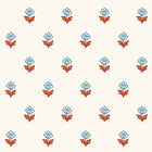 Indian Tulips Wallpaper- Blue and Brown