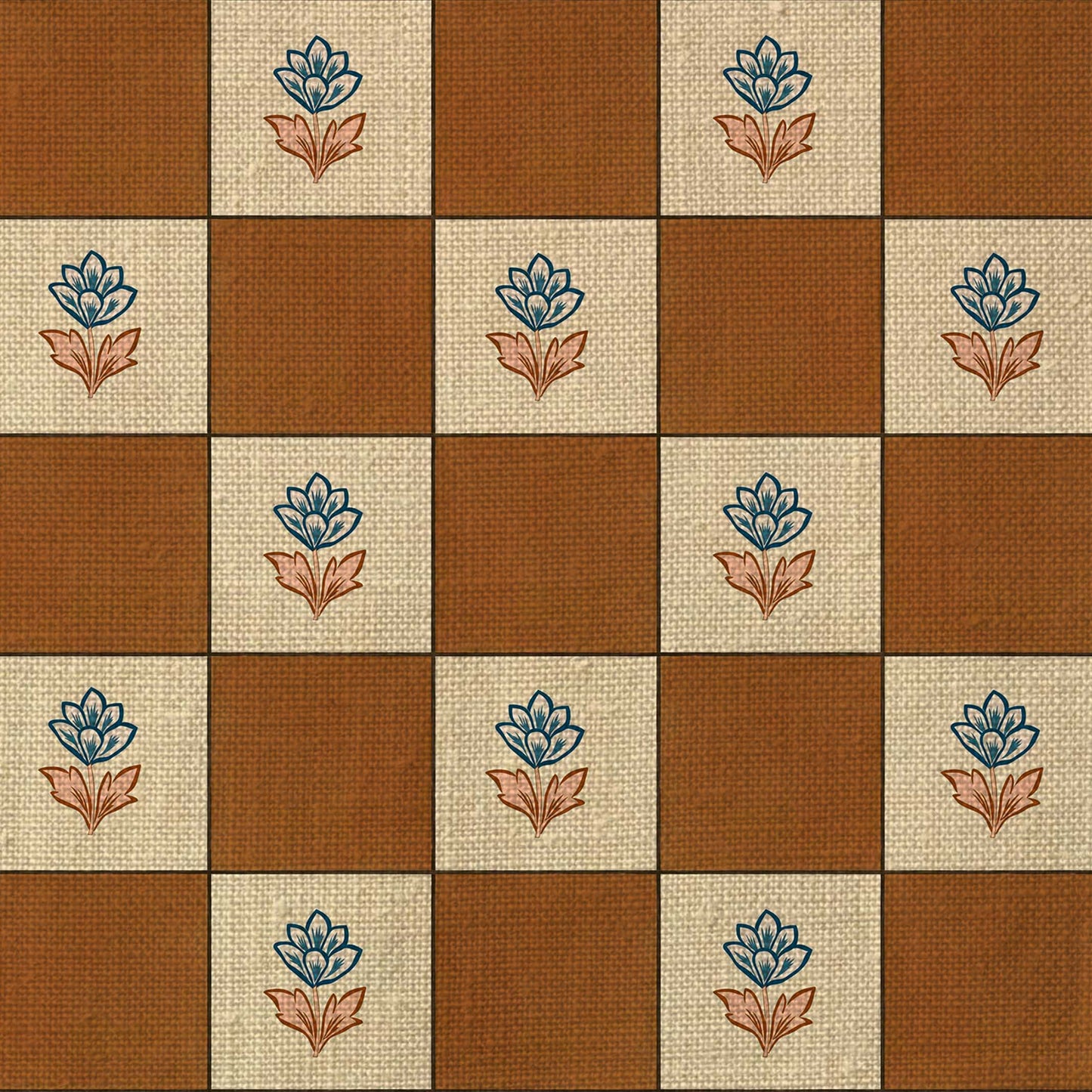 Indian Checks Fabric - Caramel