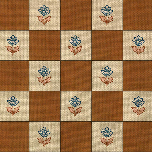 Indian Checks Fabric - Caramel