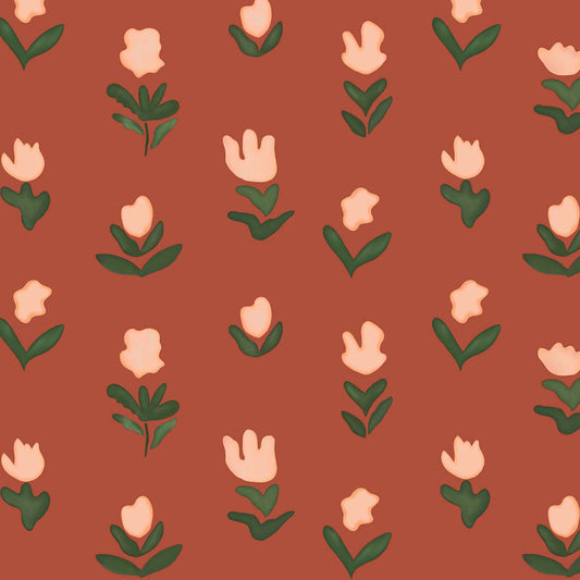 Little Wild Tulips Wallpaper - Earthy Pink