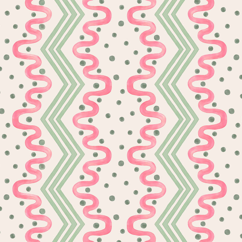 Madame Ziggle Wallpaper -Pink and Green