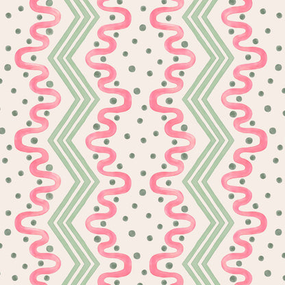 Madame Ziggle Wallpaper -Pink and Green