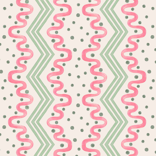 Madame Ziggle Wallpaper -Pink and Green