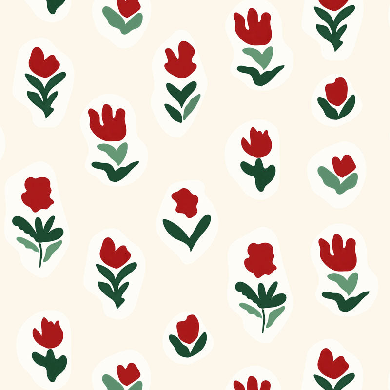 Little Wild Tulips Wallpaper - Red