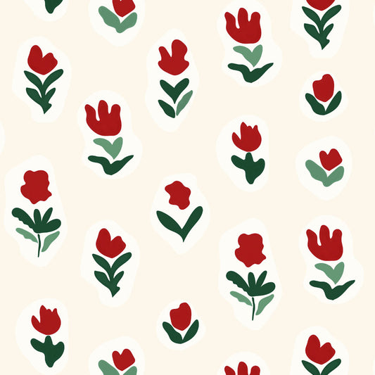 Little Wild Tulips Wallpaper - Red