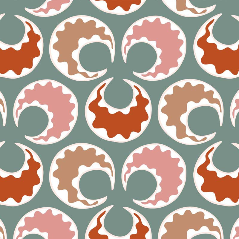 Chintamani Fun Wallpaper - Celadon and Bricks