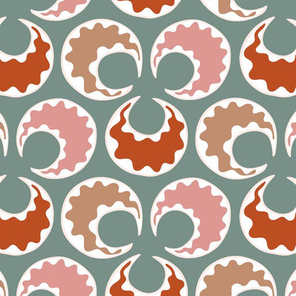 Chintamani Fun Wallpaper - Celadon and Bricks