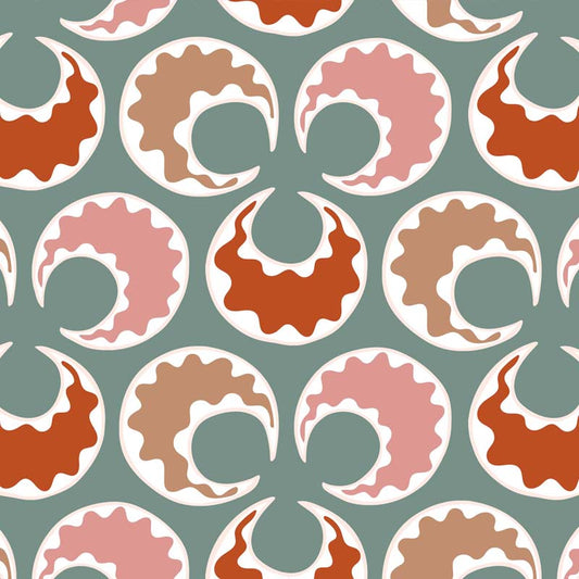 Chintamani Fun Wallpaper - Celadon and Bricks