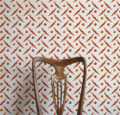 Chintamani Trellis Wallpaper - Rusty Orange