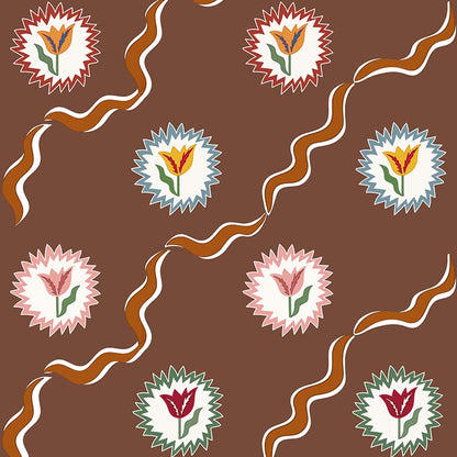 Tulips of Belgravia Wallpaper  - Brown